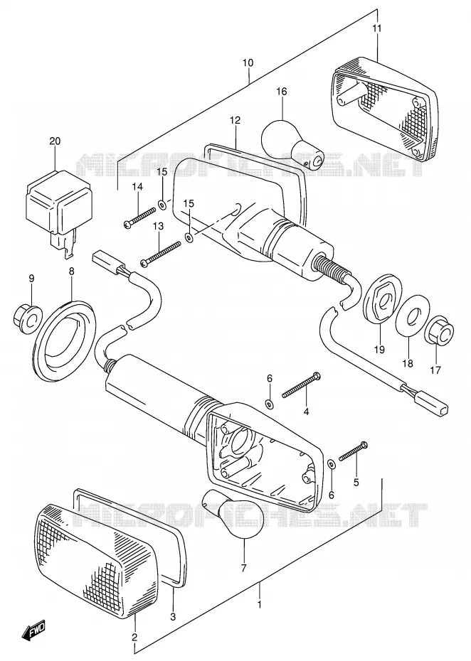 CLIGNOTANTS (MODELE S) Suzuki MOTO 600 RF 1995  RF600RS(E2)