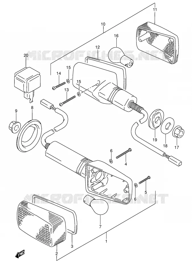 CLIGNOTANTS (MODELE T/V) Suzuki MOTO 600 RF 1997  RF600RV(E2)