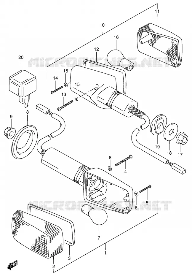 CLIGNOTANTS (MODELE T/V/W) Suzuki MOTO 900 RF 1995  RF900RS(E2)