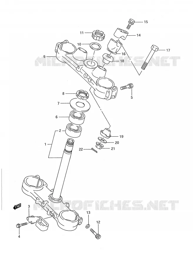 COLONNE DE DIRECTION (MODELE K/L) Suzuki MOTO 250 RM 1992  RM250 N (E03,E28,E33)