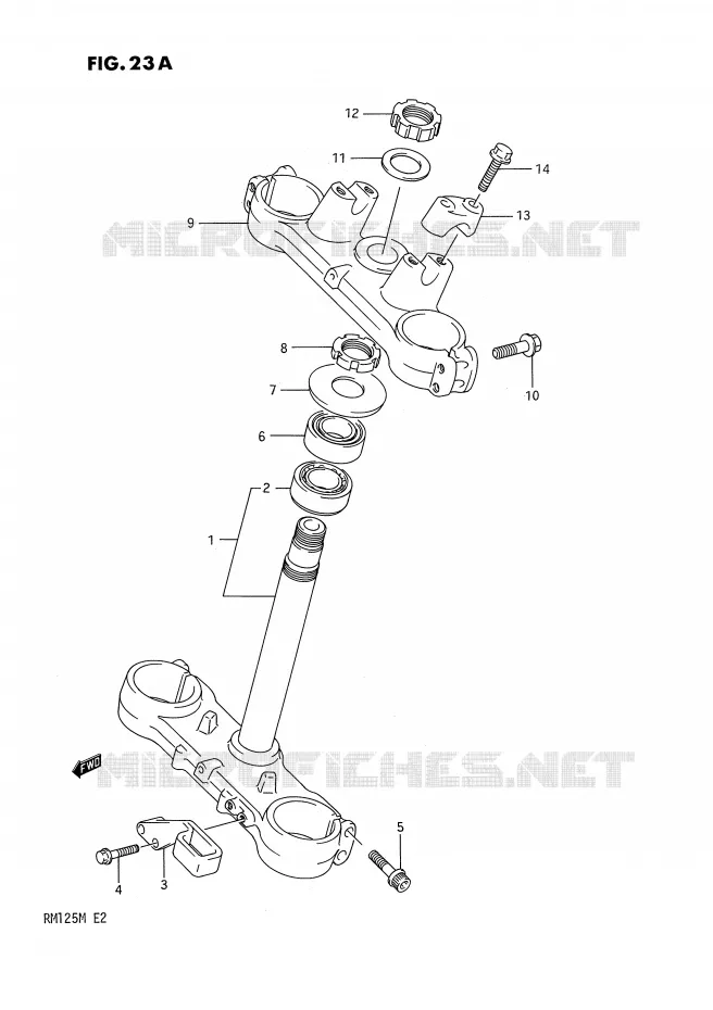 COLONNE DE DIRECTION (MODELE L) Suzuki MOTO 125 RM 1990  RM125L(E2)