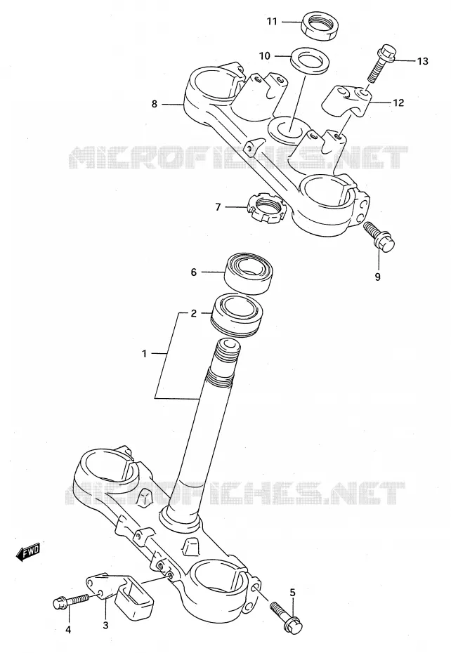 COLONNE DE DIRECTION (MODELE N) Suzuki MOTO 125 RM 1992  RM125N(E28)