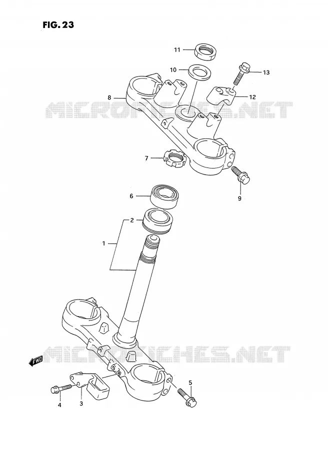 COLONNE DE DIRECTION (MODELE N) Suzuki MOTO 125 RM 1993  RM125P(E3)