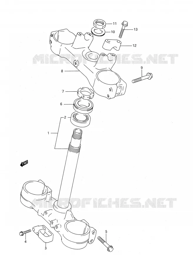 COLONNE DE DIRECTION (MODELE P/R/S) Suzuki MOTO 125 RM 1993  RM125P(E28)