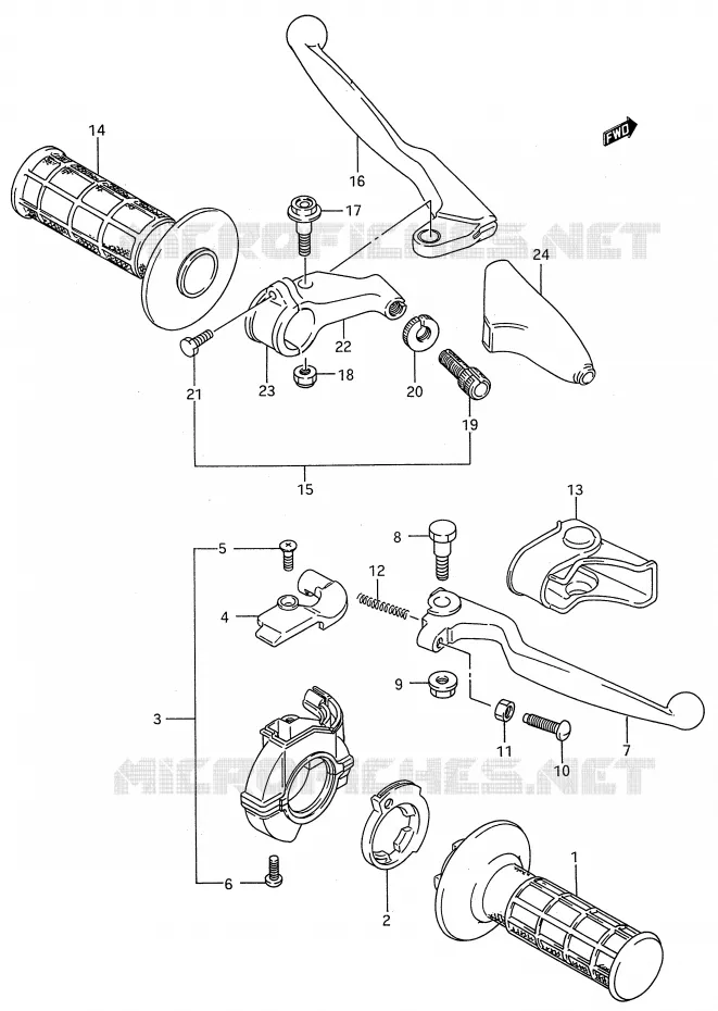 COMMODOS (MODELE P/R) Suzuki MOTO 250 RM 1993  RM250P(E28)