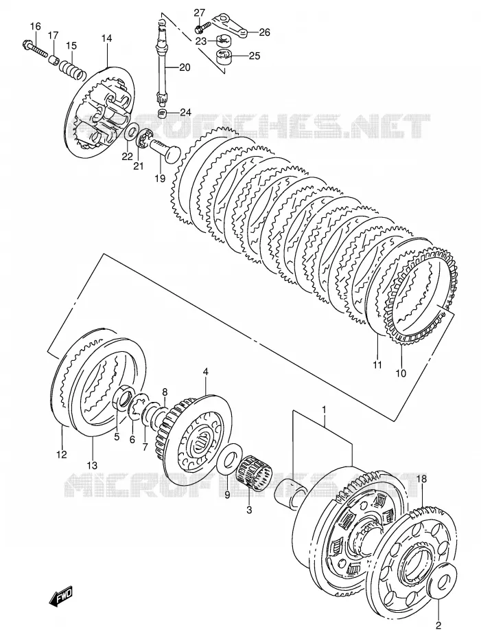 EMBRAYAGE (MODELE P/R) Suzuki MOTO 600 RF 1997  RF600RV(E2)