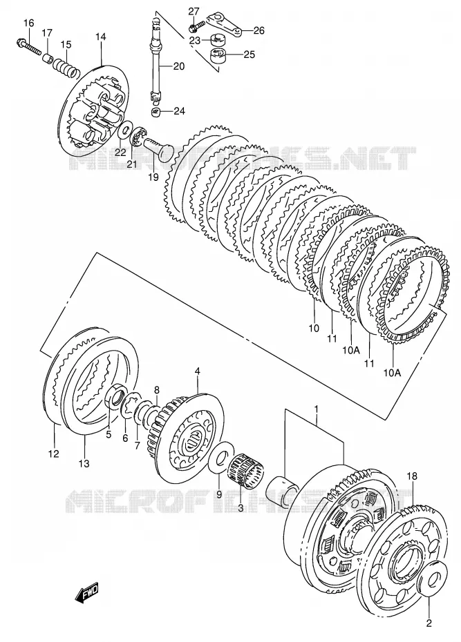 EMBRAYAGE (MODELE S/T/V) Suzuki MOTO 600 RF 1996  RF600RUT(E2)
