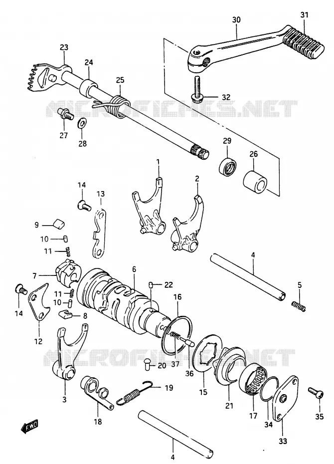 ENSEMBLE DE SELECTION DE VITESSES Suzuki MOTO 250 RG 1987  RG250FCH(G/H)