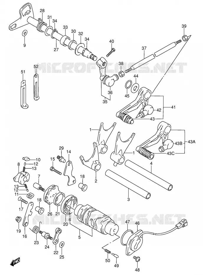 ENSEMBLE DE SELECTION DE VITESSES Suzuki MOTO 600 RF 1995  RF600RUS(E2)