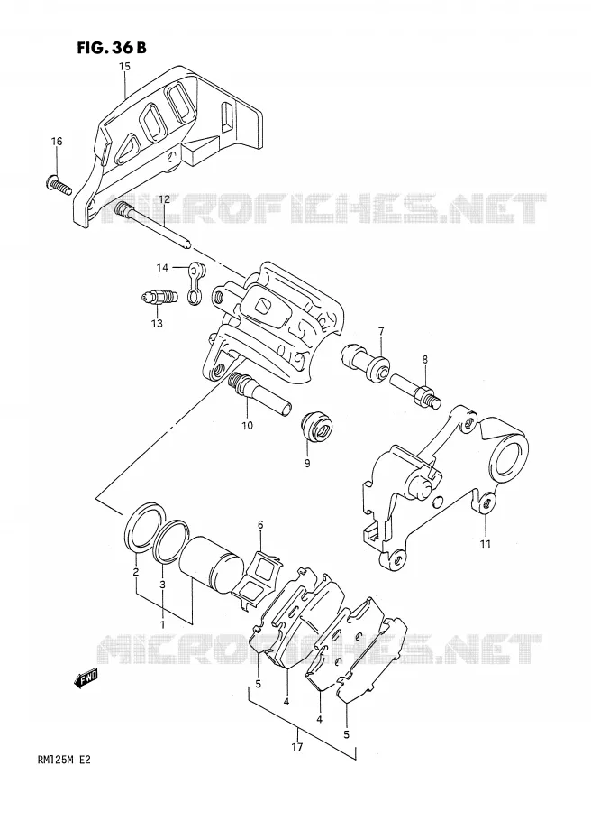 ETRIER DE FREIN ARRIERE (MODELE M) Suzuki MOTO 125 RM 1989  RM125K(E2)