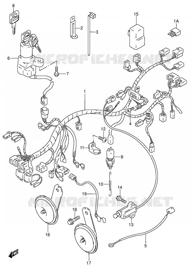 FAISCEAU ELECTRIQUE (MODELE P/R) Suzuki MOTO 600 RF 1995  RF600RUS(E2)