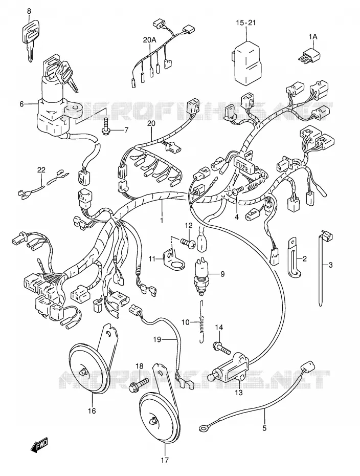 FAISCEAU ELECTRIQUE (MODELE S/T/V) Suzuki MOTO 600 RF 1997  RF600RV(E2)