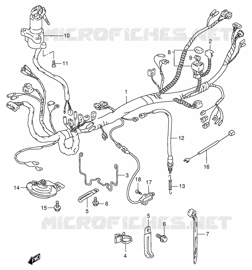 FAISCEAU ELECTRIQUE Suzuki MOTO 125 RG 1993  RG125FUP(E18)