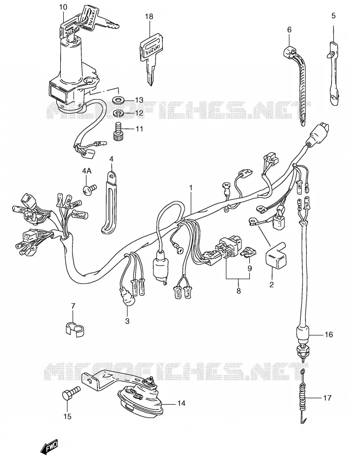 FAISCEAU ELECTRIQUE Suzuki MOTO 50 RG 1994  RG50R(E6)
