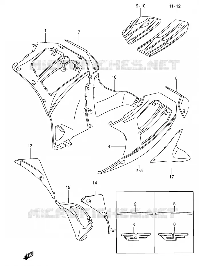 FLANCS DE CARENAGES (MODELE S) Suzuki MOTO 600 RF 1993  RF600RUP(E2)
