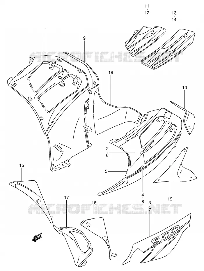 FLANCS DE CARENAGES (MODELE W) Suzuki MOTO 900 RF 1997  RF900RV(E2)