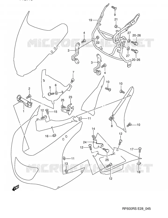 FLANCS DE CARENAGES Suzuki MOTO 600 RF 1995  RF600RS(E28)
