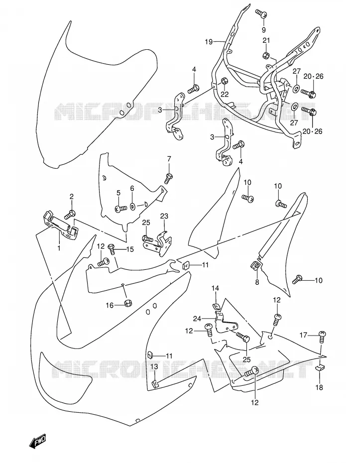 FLANCS DE CARENAGES Suzuki MOTO 600 RF 1997  RF600RV(E2)