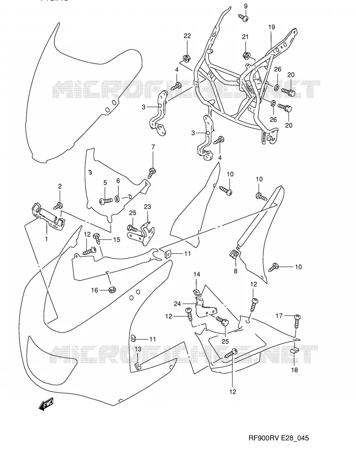 FLANCS DE CARENAGES Suzuki MOTO 900 RF 1997  RF900RV(E28)