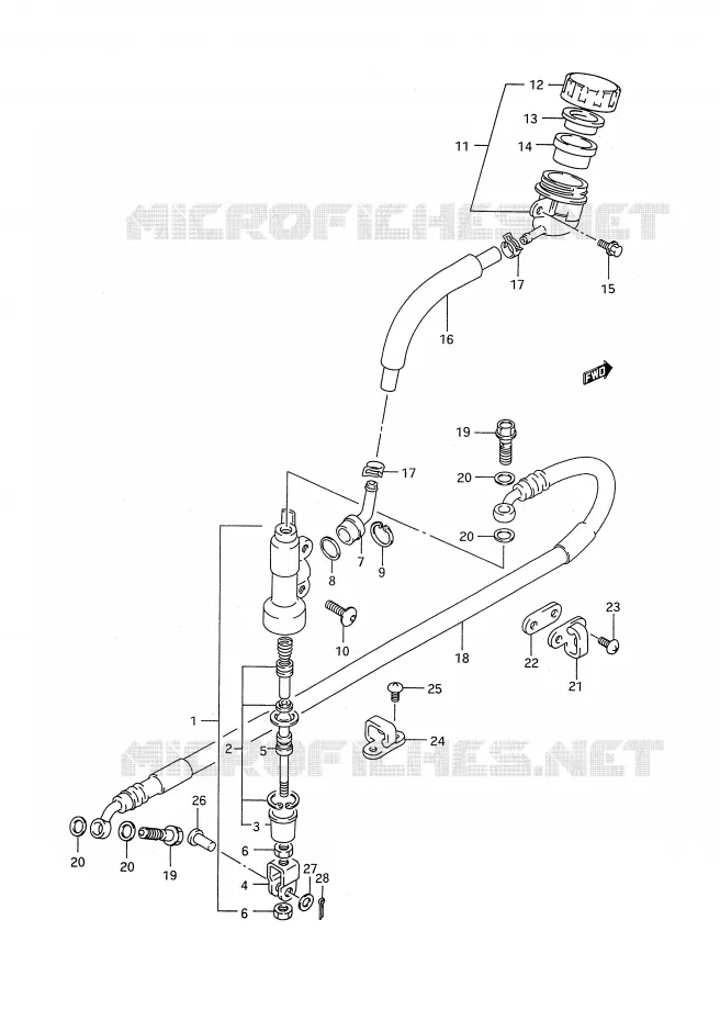 MAITRE CYLINDRE ARRIERE Suzuki MOTO 250 RM 1995  RM250S(E28)