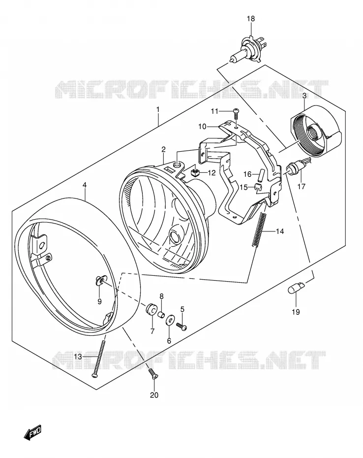 PHARE (E2,E19,P37) Suzuki MOTO 1500 INTRUDER 2009  VL1500K9(E2)