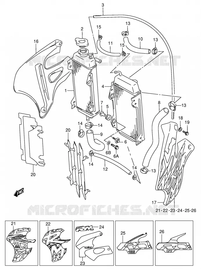RADIATEUR Suzuki MOTO 125 RM 1998  RM125W(E2)
