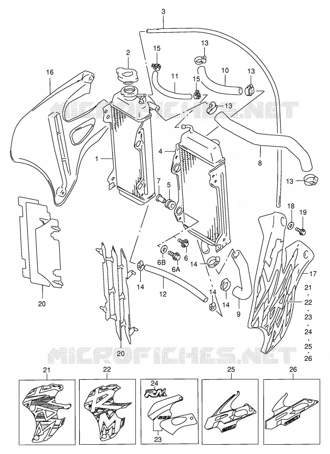 RADIATEUR Suzuki MOTO 250 RM 2000  RM250Y(E3/E28)