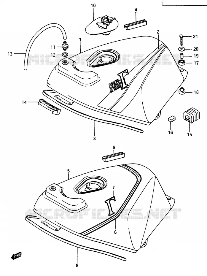 RESERVOIR D'ESSENCE (MODELE G, RG250H/FH) Suzuki MOTO 250 RG 1987  RG250FCH(G/H)