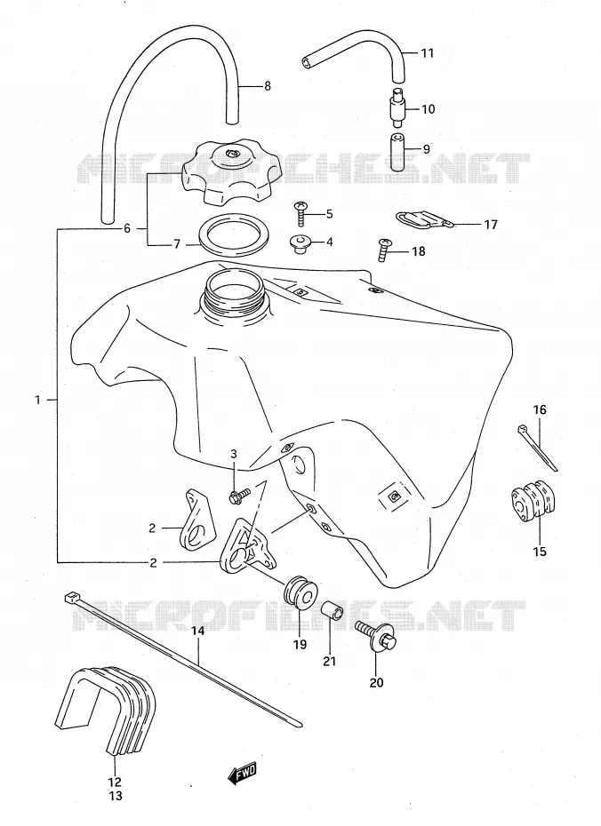 RESERVOIR D'ESSENCE (MODELE P/R/S) Suzuki MOTO 125 RM 1992  RM125N(E28)