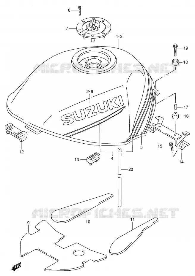 RESERVOIR D'ESSENCE (MODELE R/S) Suzuki MOTO 900 RF 1994  RF900RR(E2)