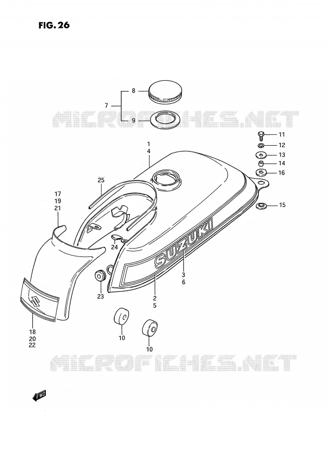 RESERVOIR D'ESSENCE (MODELE X, MODELE D E43) Suzuki MOTO 50 PV 1991  PV50M(E15)