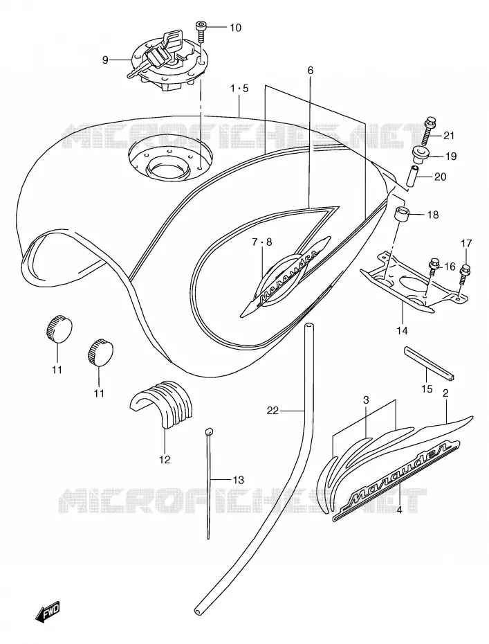 RESERVOIR D'ESSENCE (MODELE Y,VOIR NOTE) Suzuki MOTO 800 MARAUDER 1998  VZ800W(E2)