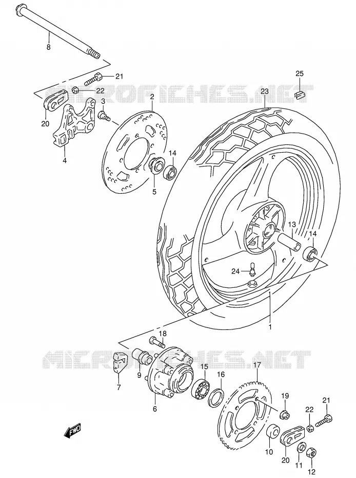 ROUE ARRIERE Suzuki MOTO 125 RG 1994  RG125FR(E18)