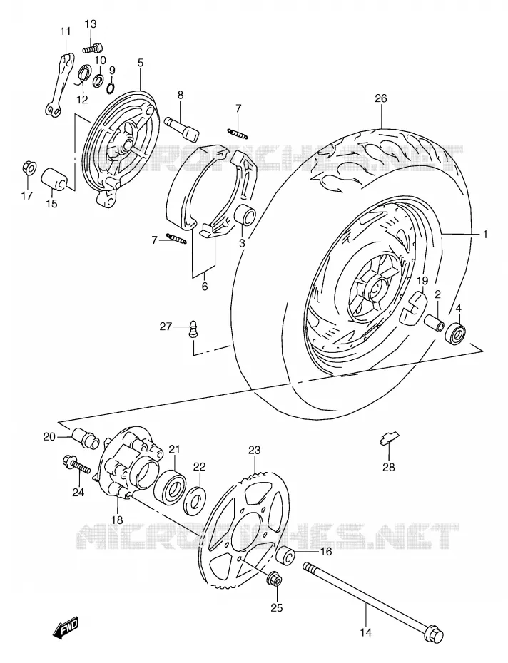 ROUE ARRIERE Suzuki MOTO 800 MARAUDER 2003  VZ800K3(E2)