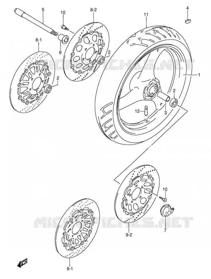 ROUE AVANT (MODELE P/R) Suzuki MOTO 600 RF 1995  RF600RUS(E2)