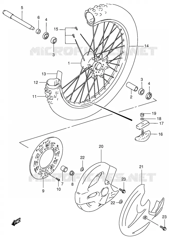 ROUE AVANT (MODELE V/W/X/Y) Suzuki MOTO 125 RM 1996  RM125T(E2)