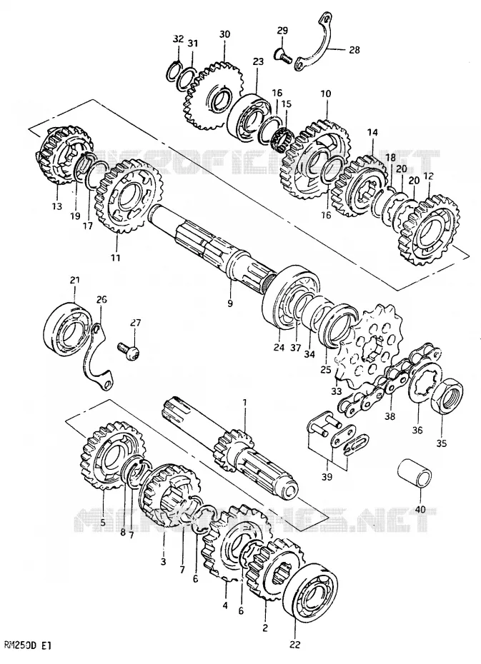TRANSMISSION MODELE Z Suzuki MOTO 250 RM 1983  RM250D(Z/D)