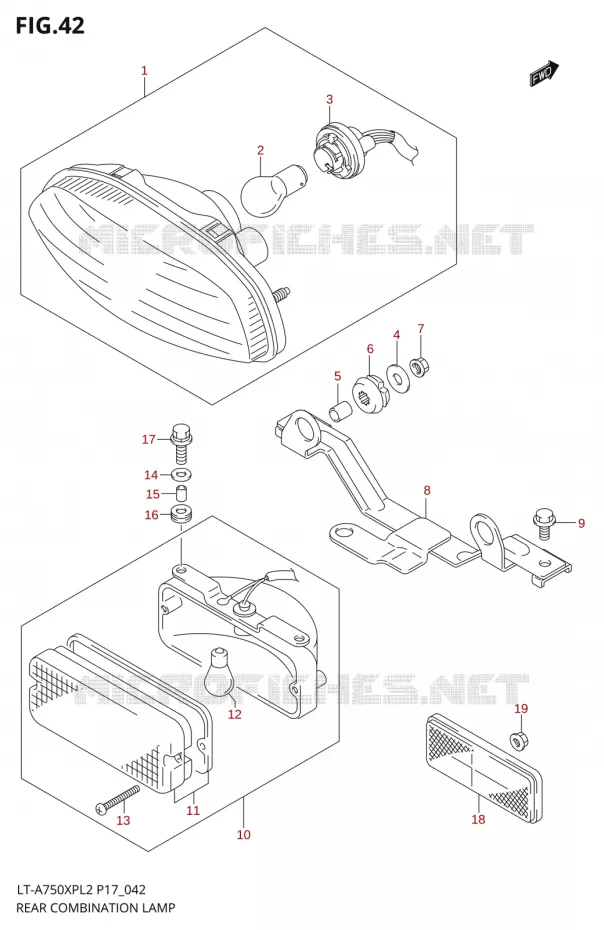 ENSEMBLE FEU ARRIERE ARRIERE (LT-A750XPZL2 P17) Suzuki QUAD 750 KINGQUAD 2012  LT-A750XP L2/LT-A750XPZ L2 (P17,P24)