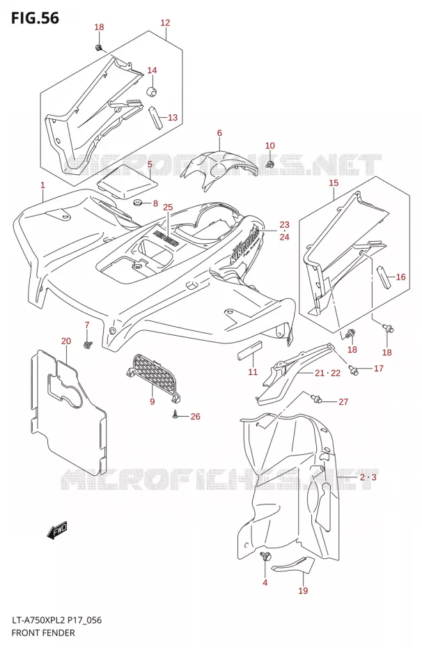 GARDE BOUE AVANT50XPZL2 P17) Suzuki QUAD 750 KINGQUAD 2012  LT-A750XP L2/LT-A750XPZ L2 (P17,P24)