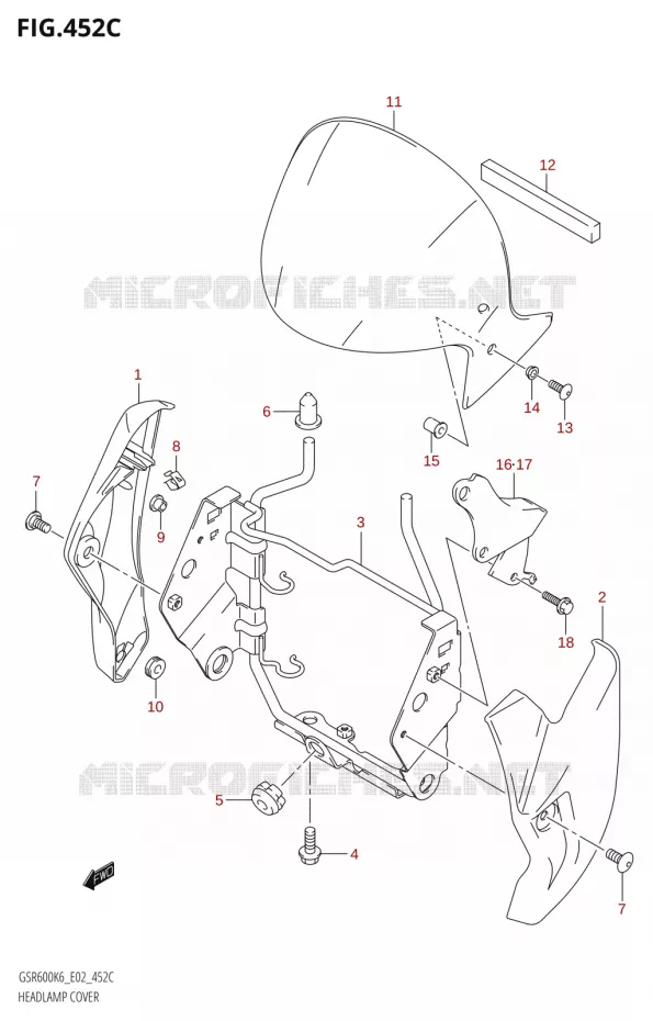 COUVERCLE DE PHARE Suzuki MOTO 600 GSR 2006  GSR600UK6(E19)