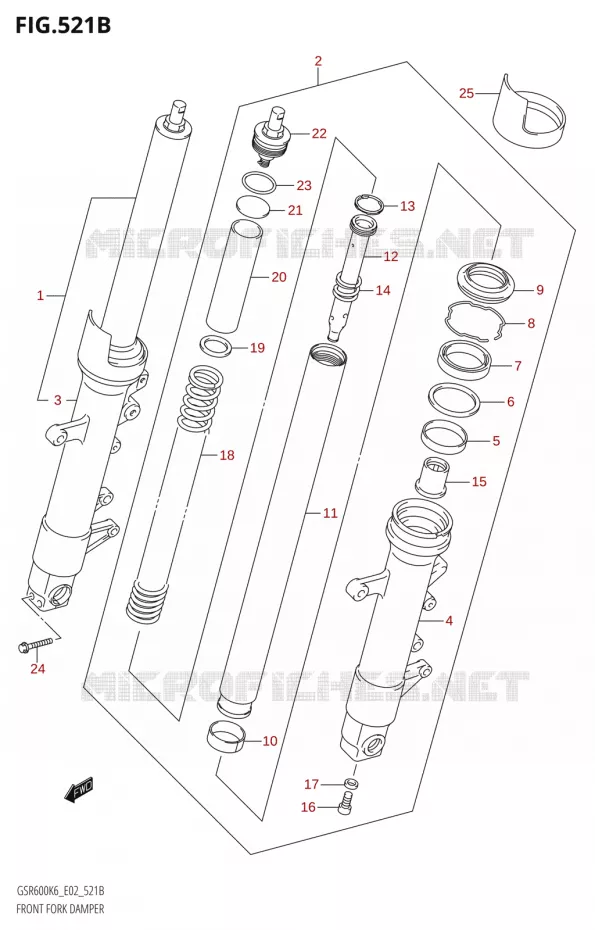 FOURCHERK DAMPER (K8,K9,L0) Suzuki MOTO 600 GSR 2006  GSR600UK6(E19)