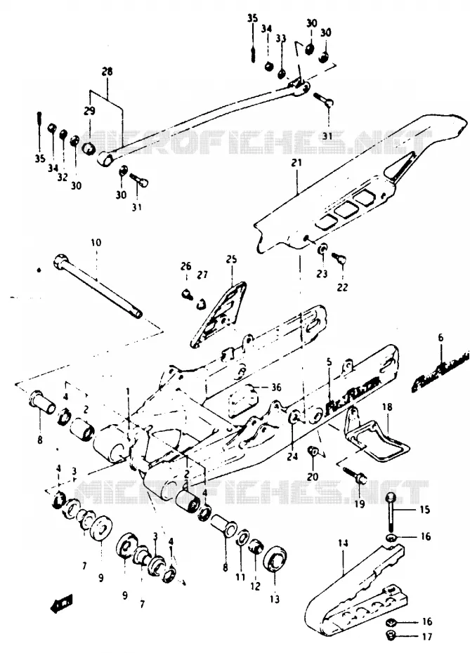 BRAS OSCILLANT ARRIERE Suzuki MOTO 125 TS-X 1986  TS125XG(E/F/G)