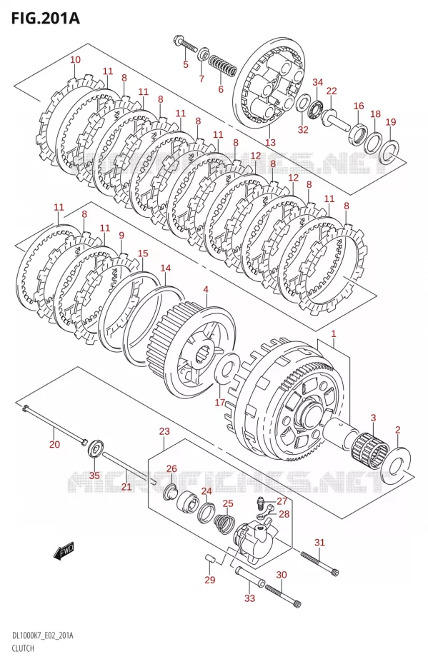 EMBRAYAGE Suzuki MOTO 1000 V-STROM 2007  DL1000 K7 (E02,E19,E24,E37)