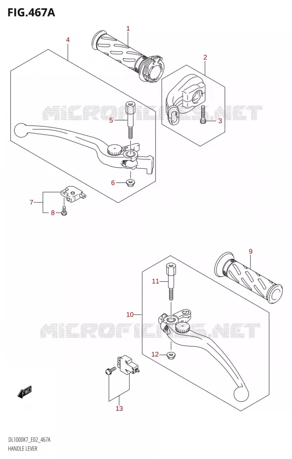LEVIERS - POIGNEES Suzuki MOTO 1000 V-STROM 2008  DL1000 K8 (E02,E19,E24)