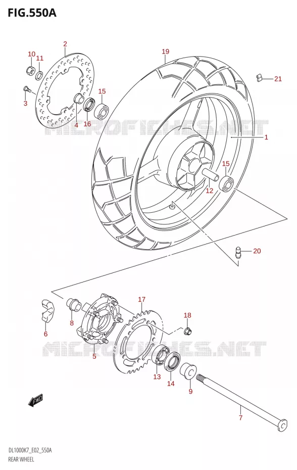 ROUE ARRIERE Suzuki MOTO 1000 V-STROM 2007  DL1000K7(E2)