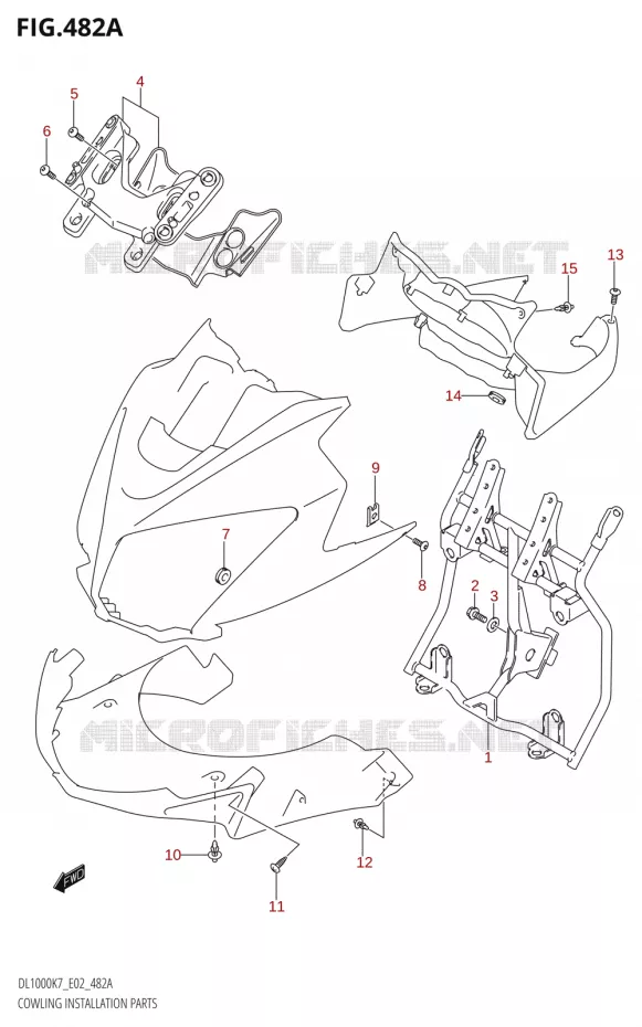 SUPPORT CARENAGE AVANT Suzuki MOTO 1000 V-STROM 2008  DL1000 K8 (E02,E19,E24)