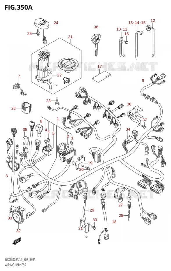 FAISCEAU ELECTRIQUE Suzuki MOTO 1300 HAYABUSA 2014  GSX1300RAZUF L4 (E19)