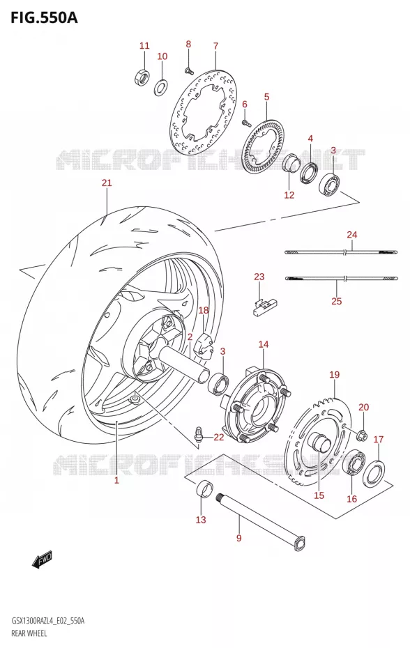 ROUE ARRIERE Suzuki MOTO 1300 HAYABUSA 2014  GSX1300RAZUF L4 (E19)