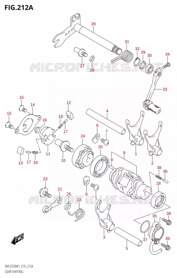 ENSEMBLE SELECTEUR DE VITESSES Suzuki MOTO 250 RM-Z 2021  RM-Z250 M1 (E19)