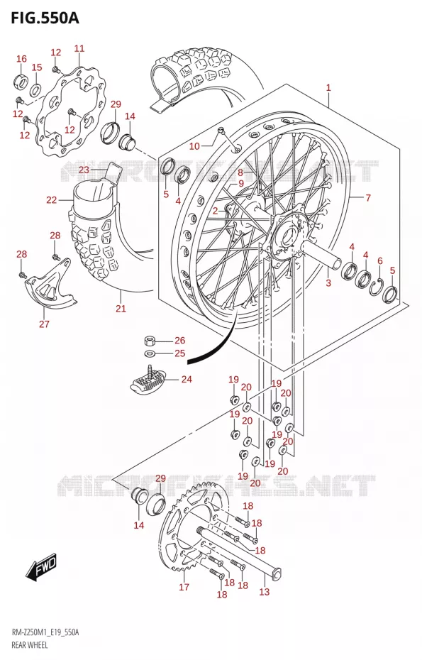 ROUE ARRIERE Suzuki MOTO 250 RM-Z 2021  RM-Z250 M1 (E19)